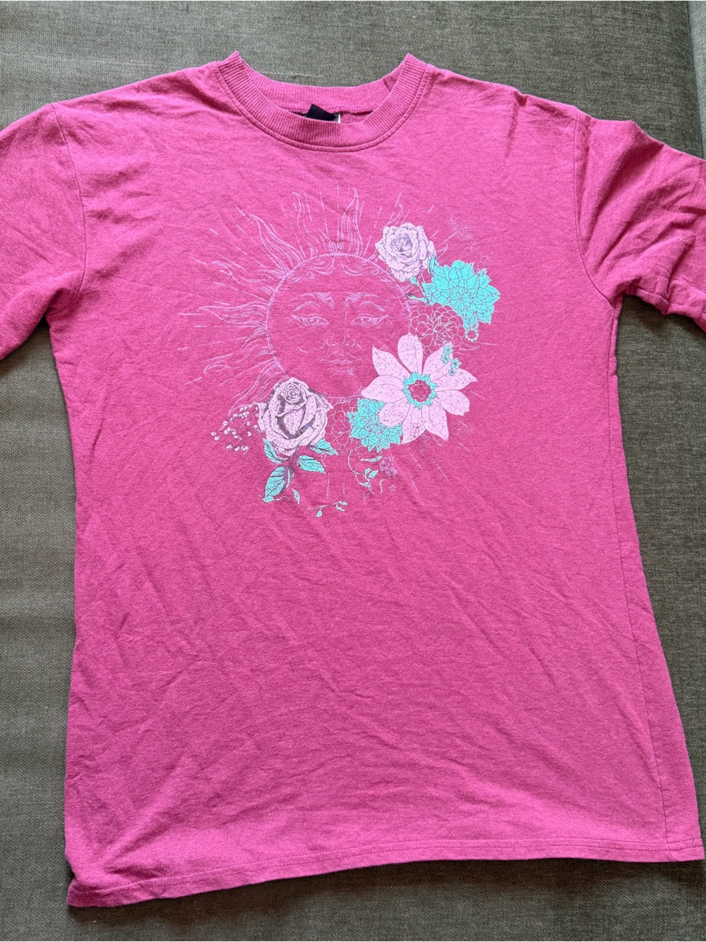 Unisex Modern Lux Red Sun & Floral Graphic Tee